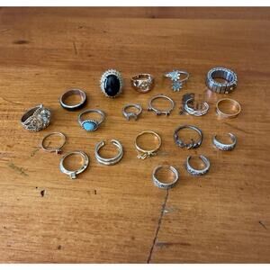 Fashion Ring Lot Mixed Sizes Gold Silver Tone Jewelry Bundle Wearable Craft